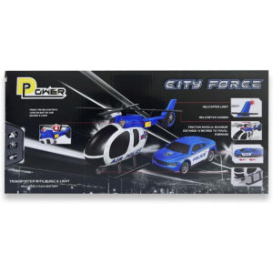 D-Power Helicopter & Sports Car 1:14 Scale Firemen Playset – Blue | Elevate the excitement with this 1:14 scale Firemen Playset | Requires Batteries: 3x LR44 batteries included | Ideal gifts ages 3+