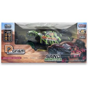 D-Power 1:10 R/C 2.4G Sand Monster Car with USB Cable Remote Controller ? Green | Extreme Flex Suspension | Ages 6+ up