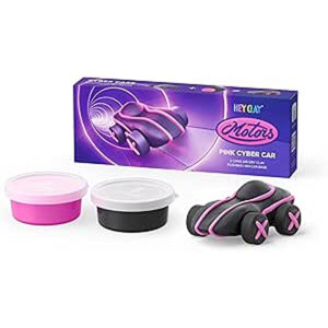 Hey Clay - Cyber Cars PINK CYBER CAR Colourful modelling air-dry clay, 2 cans with fun interactive app for kids 3 years +