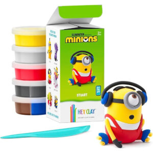 HEY CLAY & Illumination Presents – Minion Stuart – Air Dry Colored Clay for Kids – Air Dry Clay Kit with 5 Cans and Sculpting Tools with Instruction App