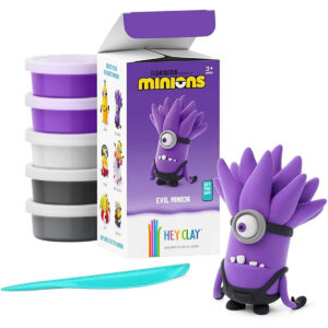 HEY CLAY & Lighting Presents Minions - Evil Minion - Colorful Modeling Air Dry Clay for Kids - Air Dry Clay Kit 5 Cans and Sculpture Tools with Fun Interactive