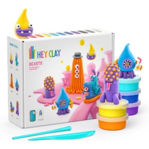 Hey Clay - Beasts Set-Colourful Modeling Kids-Air Dry Clay Kit 15 cans and Sculpting Tools with Fun Interactive Instructions App, Multicoloured