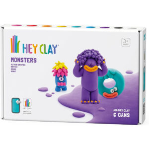 HEY CLAY -DIY Monsters: Hipster, Cyclops, Donut Plastic Creative Modelling Air-Dry Clay For Kids 6 Cans
