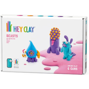 Hey Clay Beasts: Drop, Violet, Fishka - 6 cans Modeling Air-Dry Clay & Interactive App - Arts & Crafts for Ages 3 to 11