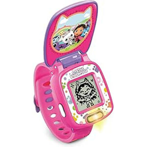 VTech - Gabby’s Dollhouse Time to Get Tiny Watch - Multicolour | includes 10 digital clock faces featuring Gabby and her kitty friends, a stopwatch| Suitable ages 3 + up