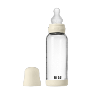 BIBS Glass Baby Bottle Round Latex 1 pack 240 ml Medium Flow Ivory