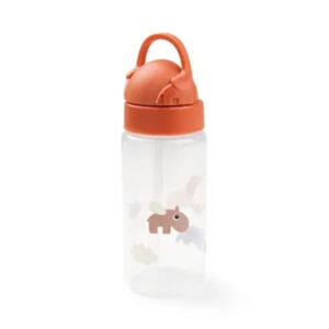 Done By Deer - Happy Clouds Printed Straw Bottle - Papaya - 350ml