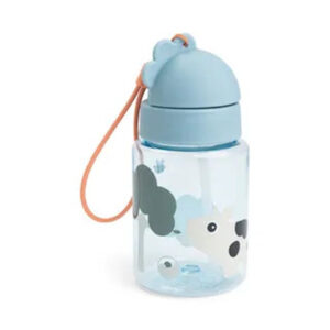 Done By Deer - Tiny Farm Printed Straw Bottle - Blue - 280ml