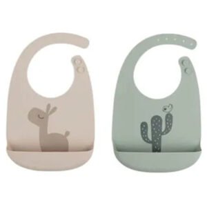 Done By Deer Silicone Bib 2-Pack Lalee Sand/Green