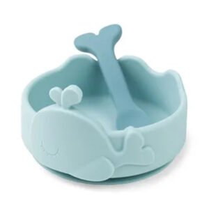 Done By Deer Silicone Stick&Stay Bowl & Baby Spoon Wally Blue