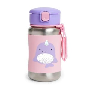 SkipHop Zoo Stainless Steel Straw Bottle - Narwhal - 350ml