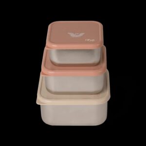 Citron - Ballerina Stainless Steel Stackable Lunchboxs - Beige