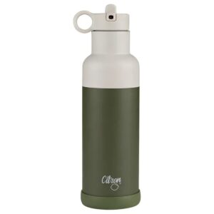 Citron - Stainless Steel Water Bottle - White/Green - 500ml