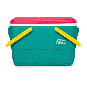 IGLOO-Retro Jade 25 Qt Lunch Picnic Basket Cooler - Dark Jade /Bold Magenta /Livewire Yellow