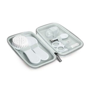 Suavinex Baby Care Daily Grooming Essential Gift Set of 6 Contains Finger Toothbrush, Comb, Nail Clippers, Scissors & Brush 0+Month - Blue