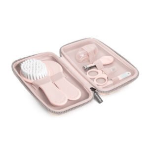 Suavinex Baby Care Daily Grooming Essential Gift Set of 6 Contains Finger Toothbrush, Comb, Nail Clippers, Scissors & Brush 0+Month - Pink