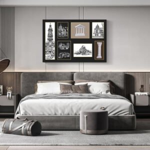 Faeber Picture Frame Set, 80x120 cm, 7 Pieces, Black and Sandstone Painted Frames