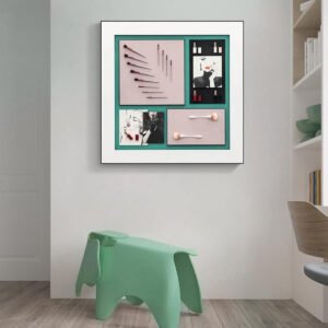 Faeber Makeup Eyelash Art Canvas Decor, 100x100 cm, Frameless, For Living Room Wall (Pink)