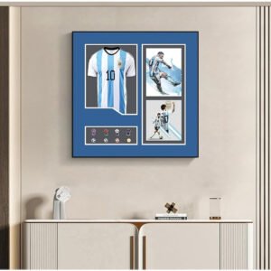 Faeber Customized Football Shirt Frame for Men and Women, Soccer Jersey Frame with Your Favorite Player's Name (Blue)