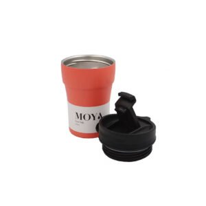 Moya "Low Tide" 250ml Travel Coffee Mug Black/Coral