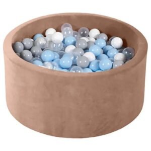 Ezzro - Round Ball Pit Velvet Mocha With 100 Balls - Brown