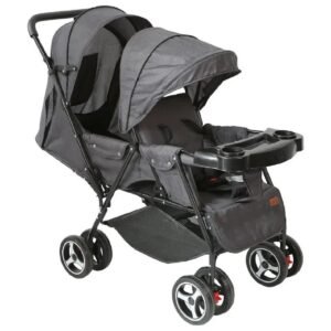 Moon - Magnum Tandem Easy Fold Twin Travel Stroller - Black