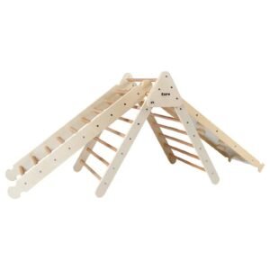 Ezzro - Climbing Pikler With Ladder & Ramp Slide - Natural - Large