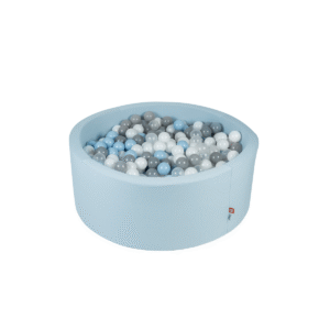 Ezzro - Pale Blue - 120x50 - Round Ball Pit - With 200 Balls (Light Grey, Transparent, Baby Blue, White)