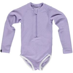 Beach & Bandits - Lavender Ribbed Swimsuit - Long Sleeve