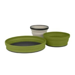 S2S X-Set 3-Pce (X-Mug,X Bowl, X Plate & Storage Pouch) Olive Plate, Olive Bowl, Sand Mug **DISC**