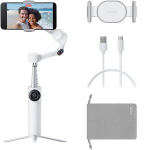 Insta360 Flow 2 Gimbal Standard Bundle| Handheld Gimbal + Selfie Stick + Tripod + Power Bnks, Gesture Control, Face Tracking, for Livestreamers, Bloggers, Video Calls, for Android and iOS - White