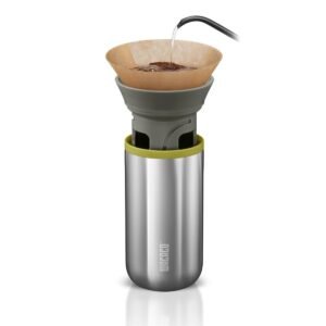 Wacaco CUPPAMOKA - Portable Pour Over Coffe Maker, Portable Drip Coffee Maker, Filter American Coffee Machine w/ 10 Cone Paper Filters, Manually Operated, Stainless Steel Coffee Brewer, 10 fl oz