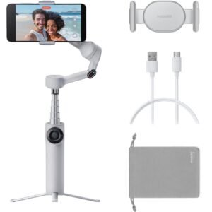 Insta360 Flow 2 Gimbal Standard Bundle| Handheld Gimbal + Selfie Stick + Tripod + Power Bnks, Gesture Control, Face Tracking, for Livestreamers, Bloggers, Video Calls, for Android and iOS - Grey
