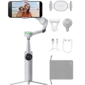 Insta360 Flow 2 Pro| Creator Kit | Ultimate AI Tracking Stabilizer, 360? Pan Tracking, Built-in Tripod/Selfie Stick, Track in 200+ Apps with Apple DockKit, Multi-Person Tracking ? Stone Grey