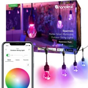 Nanoleaf Matter Smart Multicolor Outdoor String Lights Expansion Pack 49ft (15m)| 20 Addressable RGBWIC LED Lights, 16M+ Colors, for Outdoor, Patio, Lawn, Party Set-up - 15meters