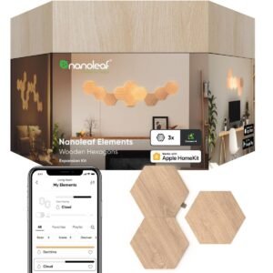 Nanoleaf ELEMENTS Hexagons Expansion Pack Birchwood - Smart WiFi LED Panel System w/ Music Visualizer, Instant Wall Decoration, Home or Office Use, 16M+ Colors, Low Energy Consumption - 3 packs