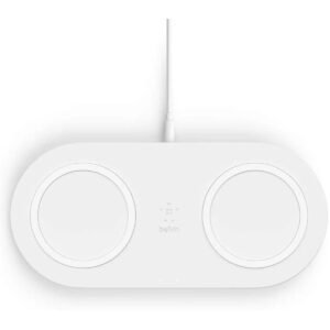Belkin BOOST CHARGE DUAL Wireless Charging Pads - 10W Fast Qi Certified for iPhone 11/11Pro/ 11 Pro Max/Xs Max/XR/XS/X/8 Plus/8, Airpods Pro, Samsung, Android & other QI enabled devices - White