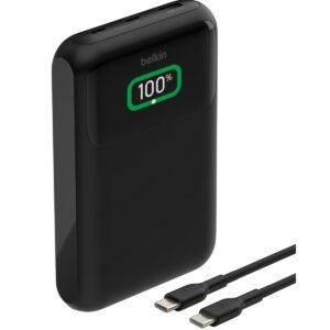 BELKIN BoostCharge Pro 3-Port Laptop Power Bank 20K| Powerful 65W Output, Charge 3x Devices, for MacBook Tablet Phones, Digital Color Display - Black