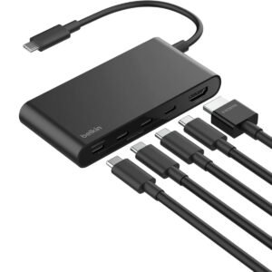 Belkin USB C Hub, 5-Port Hub w/ 4K HDMI Display @ 60Hz, 100W Power Delivery, Fast Data Transfer 10Gbps, USB C Multiport Adapter - Compatible with MacBook, iPad Pro, Chromebook, & More