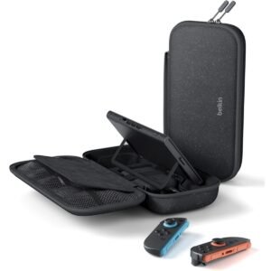 Belkin Gaming Charging Case| Portable Storage & Charging Solution for Nintendo Switch 2/Switch/Switch OLED up to 1.5x, Drop & Scratch Protection, Game Card Storage, Hidden AirTag Pocket - Charcoal