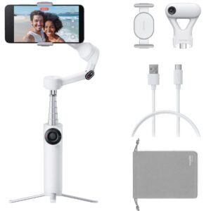 Insta360 Flow 2 Gimbal AI Tracker Bundle| Handheld Gimbal w/ Deep Track 4.0 Precise Subject Tracking, Gesture Control, for Livestreamers, Bloggers, Video Calls, for Android and iOS - Summit White