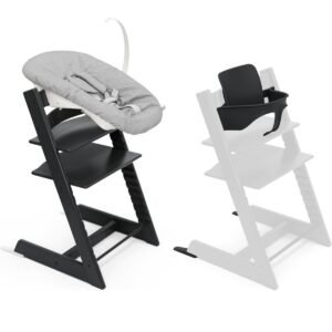 Stokke Tripp Trapp Chair + Baby & Newborn Set Bundle Black