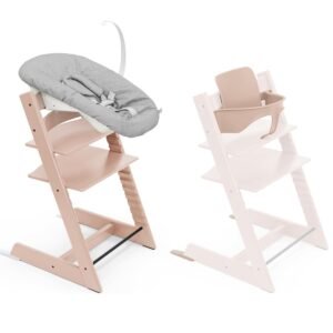 Stokke Tripp Trapp Chair + Baby & Newborn Set Bundle Serene Pink