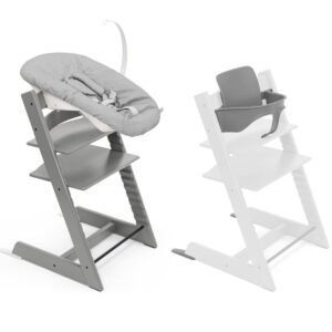 Stokke Tripp Trapp Chair + Baby & Newborn Set Bundle Storm Grey