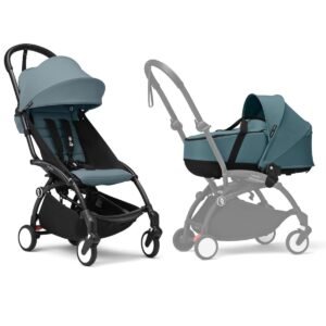 Stokke YOYO3 Frame Black + Newborn & 6+ Pack Bundle Aqua