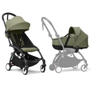 Stokke YOYO3 Frame Black + Newborn & 6+ Pack Bundle Olive