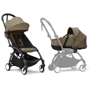 Stokke YOYO3 Frame Black + Newborn & 6+ Pack Bundle Toffee