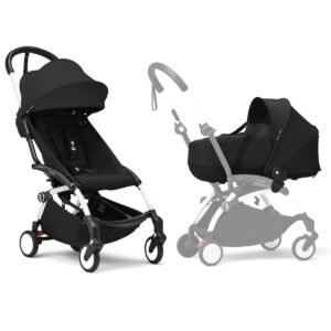 Stokke YOYO3 Frame White + Newborn & 6+ Pack Bundle Black