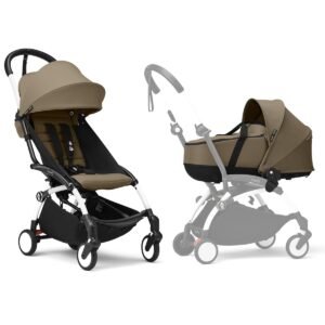 Stokke YOYO3 Frame White + Newborn & 6+ Pack Bundle Toffee