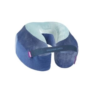 Cabeau Evolution Earth Pillow| Eco-Friendly Memory Foam Neck Pillow w/ Chin & Neck Support, Keeps Mouth Closed, No Head Tilt, Good AirFlow, Seat Strap, for Travel & Home, Washable Cover - Water Blue